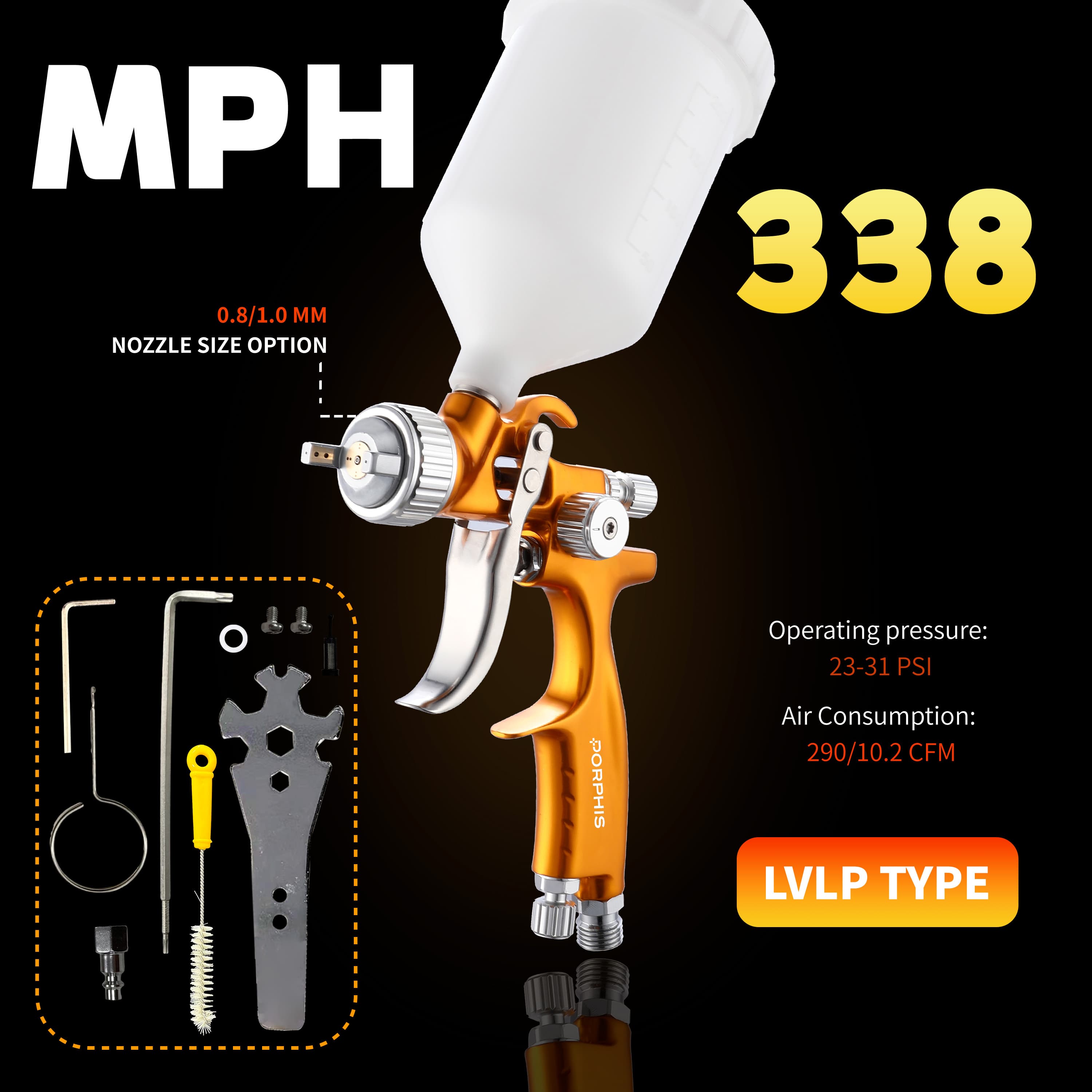 MPH-338 LVLP Spray Gun - Spray Guns | Porphis UK