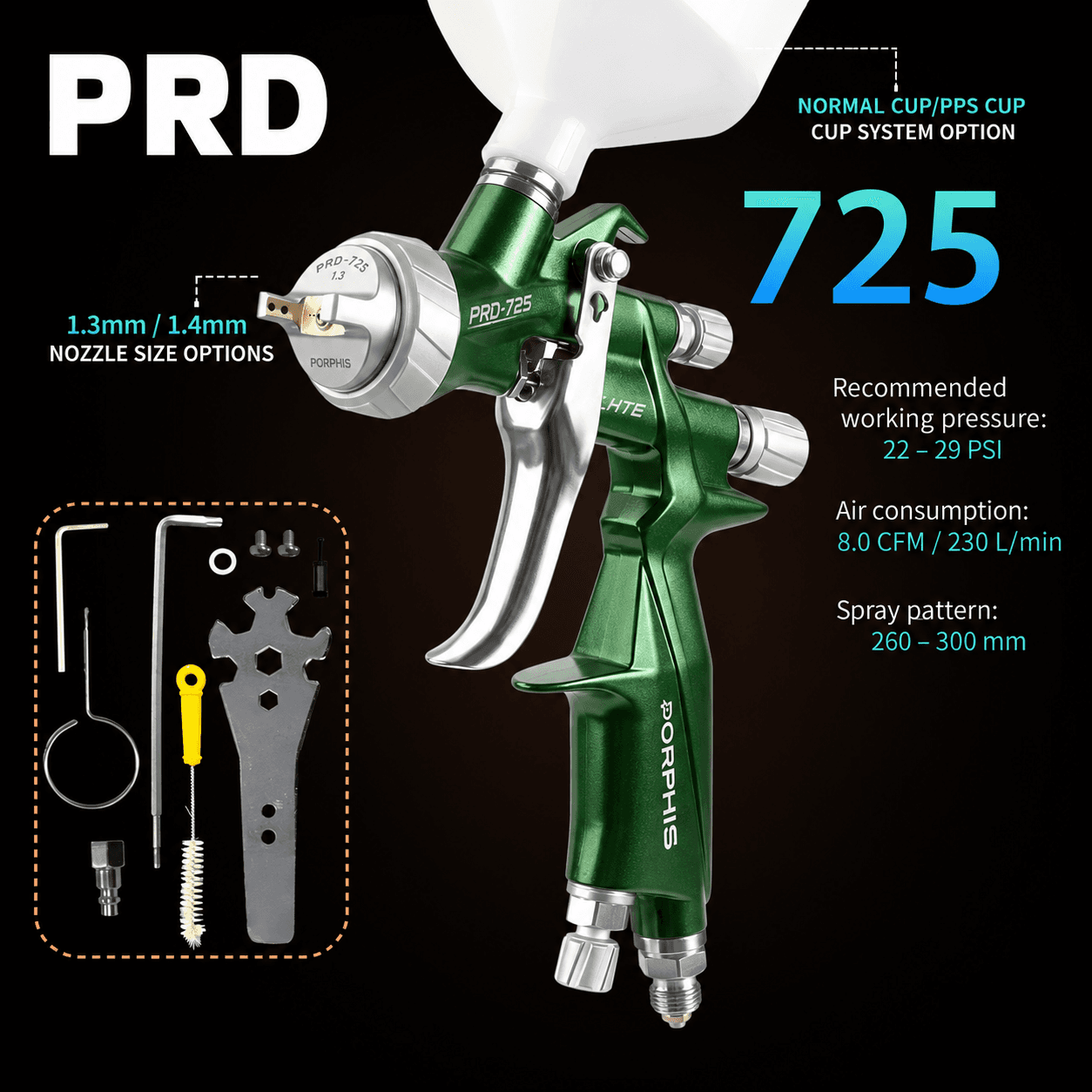 PRD-725 MP Professional Spray Gun - Spray Guns | Porphis UK